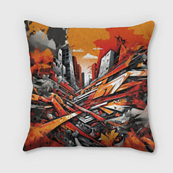 Подушка квадратная Улица в оранжевом граффити, цвет: 3D-принт