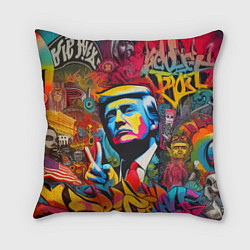 Подушка квадратная Дональд Трамп - граффити - нейросеть, цвет: 3D-принт