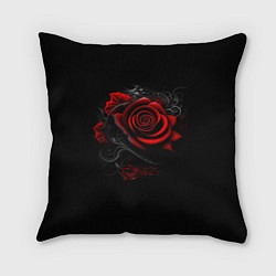 Подушка квадратная Алая роза, цвет: 3D-принт