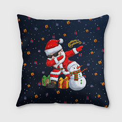Подушка квадратная Санта Клаус и снеговик, цвет: 3D-принт