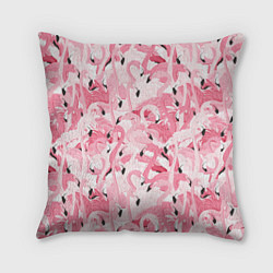 Подушка квадратная Стая розовых фламинго, цвет: 3D-принт