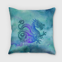 Подушка квадратная Бирюзовый дракон узор, цвет: 3D-принт
