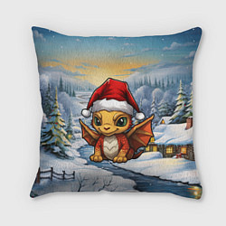 Подушка квадратная Дракоша 2024 новогодний символ года, цвет: 3D-принт