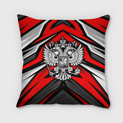 Подушка квадратная Россия - красная геометрия, цвет: 3D-принт