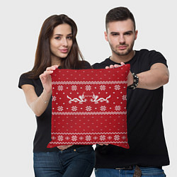 Подушка квадратная Новогодний свитер с драконами, цвет: 3D-принт — фото 2