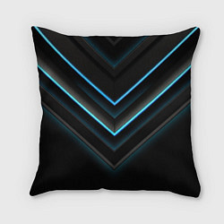 Подушка квадратная Голубые геометрические неоновые полосы, цвет: 3D-принт