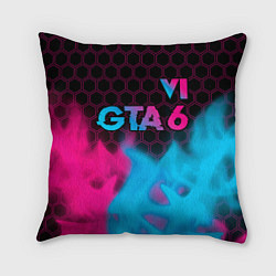Подушка квадратная GTA 6 - neon gradient посередине, цвет: 3D-принт