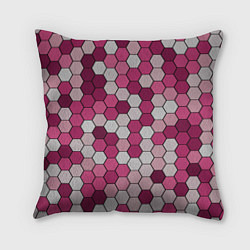 Подушка квадратная Камуфляж гексагон розовый, цвет: 3D-принт