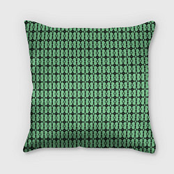 Подушка квадратная Чёрные узоры на зелёном, цвет: 3D-принт