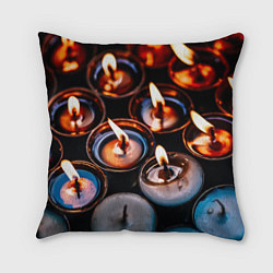 Подушка квадратная Новогодние горящие свечи, цвет: 3D-принт