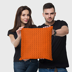 Подушка квадратная Объёмные пирамиды сочный апельсиновый, цвет: 3D-принт — фото 2