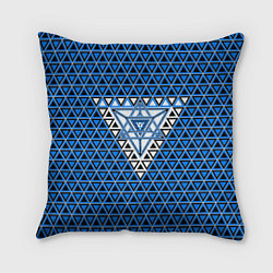 Подушка квадратная Синие и чёрные треугольники, цвет: 3D-принт