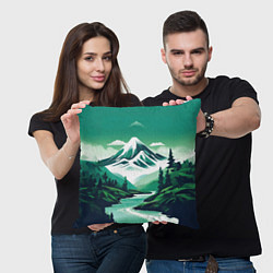 Подушка квадратная Графический пейзаж Камчатки, цвет: 3D-принт — фото 2