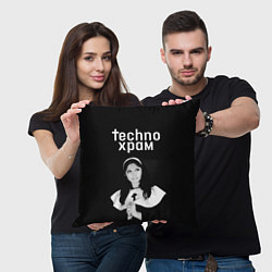 Подушка квадратная Techno храм монашка смотрит в небо, цвет: 3D-принт — фото 2