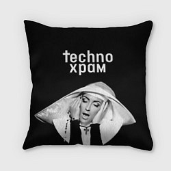 Подушка квадратная Techno храм эмоциональная монашка, цвет: 3D-принт