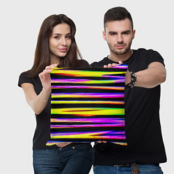 Подушка квадратная Цветные неоновые полосы, цвет: 3D-принт — фото 2