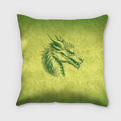 Подушка квадратная Зеленый нарисованный дракон с открытой пастью, цвет: 3D-принт