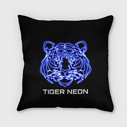 Подушка квадратная Tiger neon art, цвет: 3D-принт