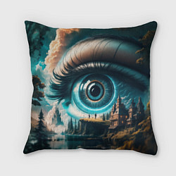 Подушка квадратная Сюрреалистический глаз и пейзаж, цвет: 3D-принт