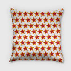 Подушка квадратная Красные звезды с контуром, цвет: 3D-принт