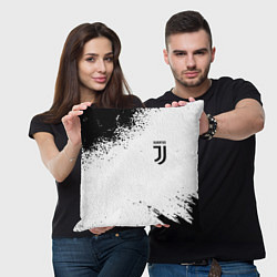 Подушка квадратная Juventus sport color black, цвет: 3D-принт — фото 2