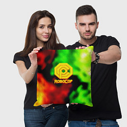 Подушка квадратная Робот полицейский flame, цвет: 3D-принт — фото 2