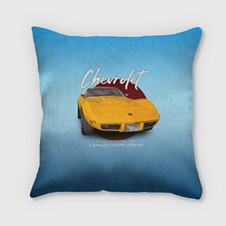 Подушка квадратная Американский маслкар Chevrolet Corvette, цвет: 3D-принт