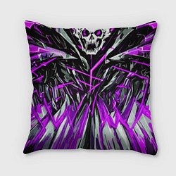 Подушка квадратная Череп и фиолетовые полосы, цвет: 3D-принт