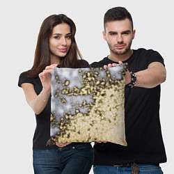 Подушка квадратная Магический серо-золотой, цвет: 3D-принт — фото 2