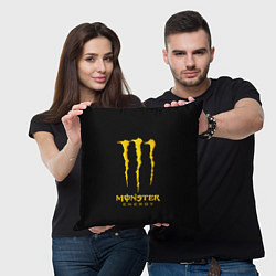 Подушка квадратная Monster energy yellow color, цвет: 3D-принт — фото 2