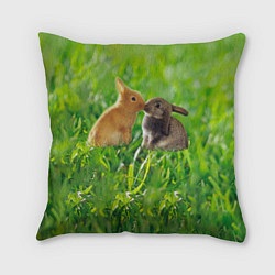 Подушка квадратная Кролики в траве, цвет: 3D-принт