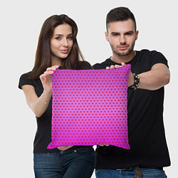 Подушка квадратная Красные сердечки на ярко розовом фоне, цвет: 3D-принт — фото 2