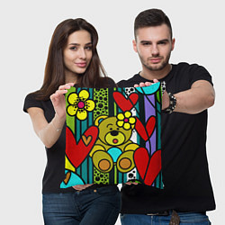 Подушка квадратная Абстракция мишка игрушка, цвет: 3D-принт — фото 2