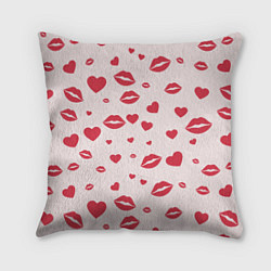 Подушка квадратная Поцелуйчики паттерн, цвет: 3D-принт