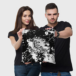 Подушка квадратная Manchester City краски чёрно белые, цвет: 3D-принт — фото 2