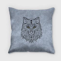 Подушка квадратная Волчица маркером серо-голубой, цвет: 3D-принт