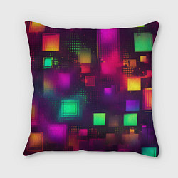 Подушка квадратная Разноцветные квадраты и точки, цвет: 3D-принт