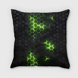 Подушка квадратная Неоновый зеленый, цвет: 3D-принт