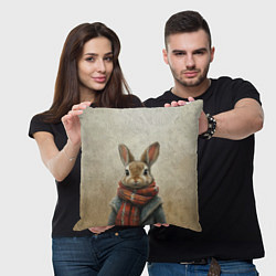 Подушка квадратная Кролик в шарфе, цвет: 3D-принт — фото 2