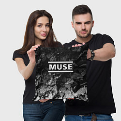 Подушка квадратная Muse black graphite, цвет: 3D-принт — фото 2