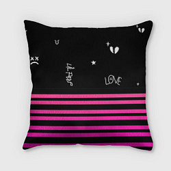 Подушка квадратная Lil Peep розовые полосы, цвет: 3D-принт