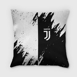 Подушка квадратная Juventus краски чёрнобелые, цвет: 3D-принт