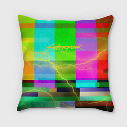 Подушка квадратная Syberpunk молнии экран, цвет: 3D-принт