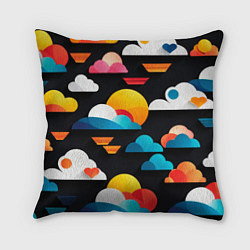 Подушка квадратная Цветные облака в черном небе, цвет: 3D-принт