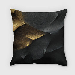 Подушка квадратная Черная текстура с золотистым напылением, цвет: 3D-принт
