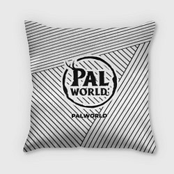 Подушка квадратная Символ Palworld на светлом фоне с полосами