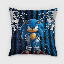 Подушка квадратная Sonic - splash and logo, цвет: 3D-принт