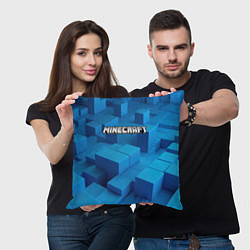 Подушка квадратная Minecraft синие плиты, цвет: 3D-принт — фото 2