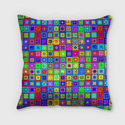Подушка квадратная Узор из разноцветных квадратов, цвет: 3D-принт