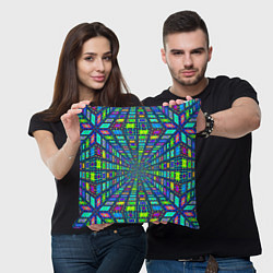 Подушка квадратная Абстрактный узор коридор из разноцветных квадратов, цвет: 3D-принт — фото 2